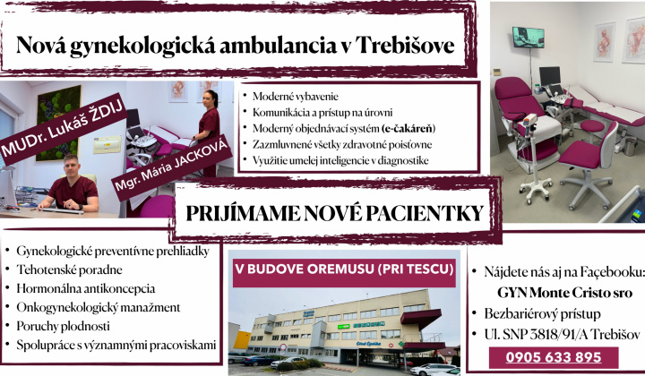 Fotka - OZNAM – Nová gynekologická ambulancia v Trebišove PRIJÍMA NOVÉ PACIENTKY
