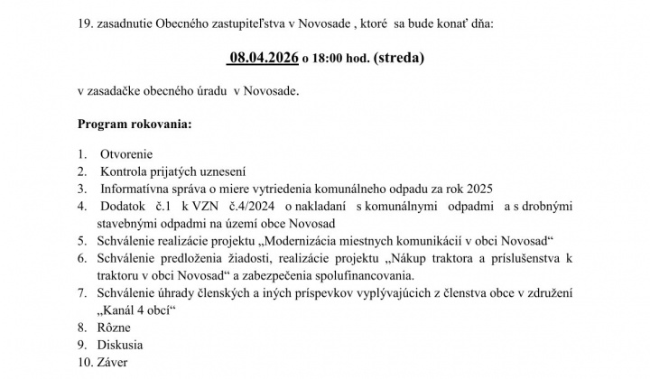 Fotka - Pozvánka na OZ dňa 08.04.2026